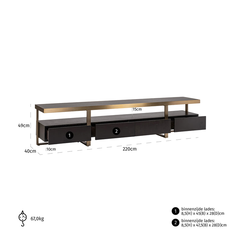 TV-Schrank Diddley Alexander Jones charcoal mit Goldakzenten
