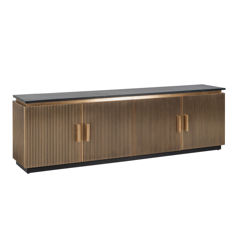 TV-Schrank Ironville gold – Mid-Century Design mit Marmorplatte