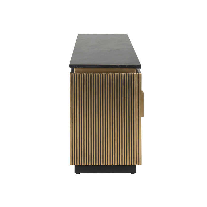 TV-Schrank Ironville gold – Mid-Century Design mit Marmorplatte