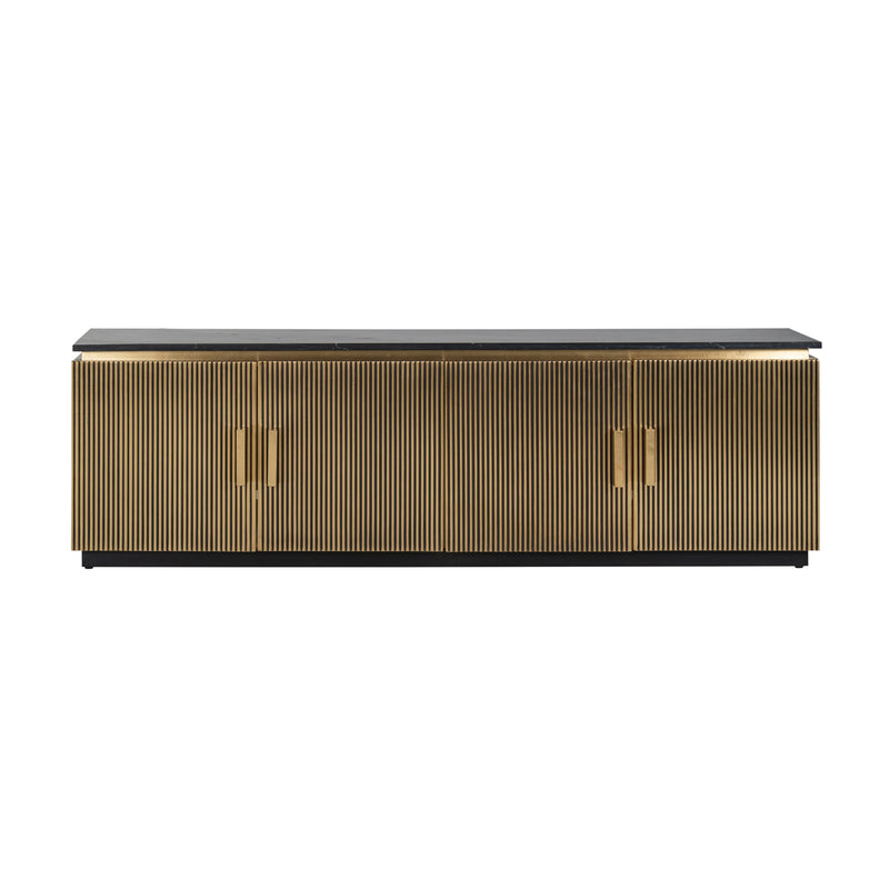 TV-Schrank Ironville gold – Mid-Century Design mit Marmorplatte