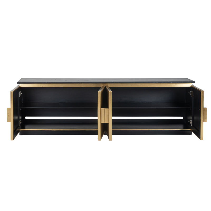 TV-Schrank Ironville gold – Mid-Century Design mit Marmorplatte