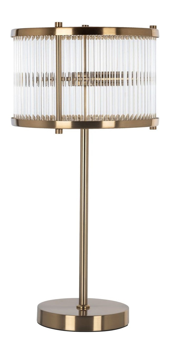 Richmond Tischlampe Loiza brushed gold – 3-flammig, Glas & Eisen