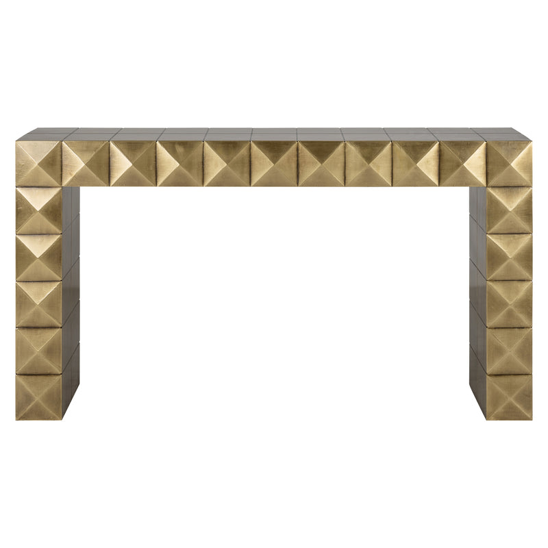 Konsole Collada brushed gold – Wandkonsole mit Messing-Pyramidenmuster