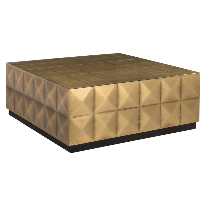 Couchtisch Collada Richmond Glasplatte Gestell Brushed Gold 90x90