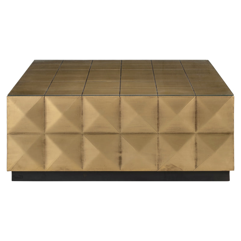 Couchtisch Collada Richmond Glasplatte Gestell Brushed Gold 90x90