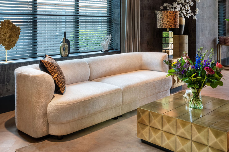 Nachttisch Collada brushed gold mit 3 Türen & Pyramidenmuster