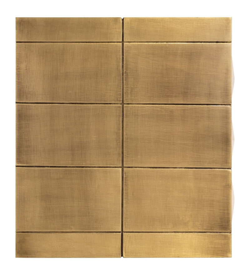 Nachttisch Collada brushed gold mit 3 Türen & Pyramidenmuster