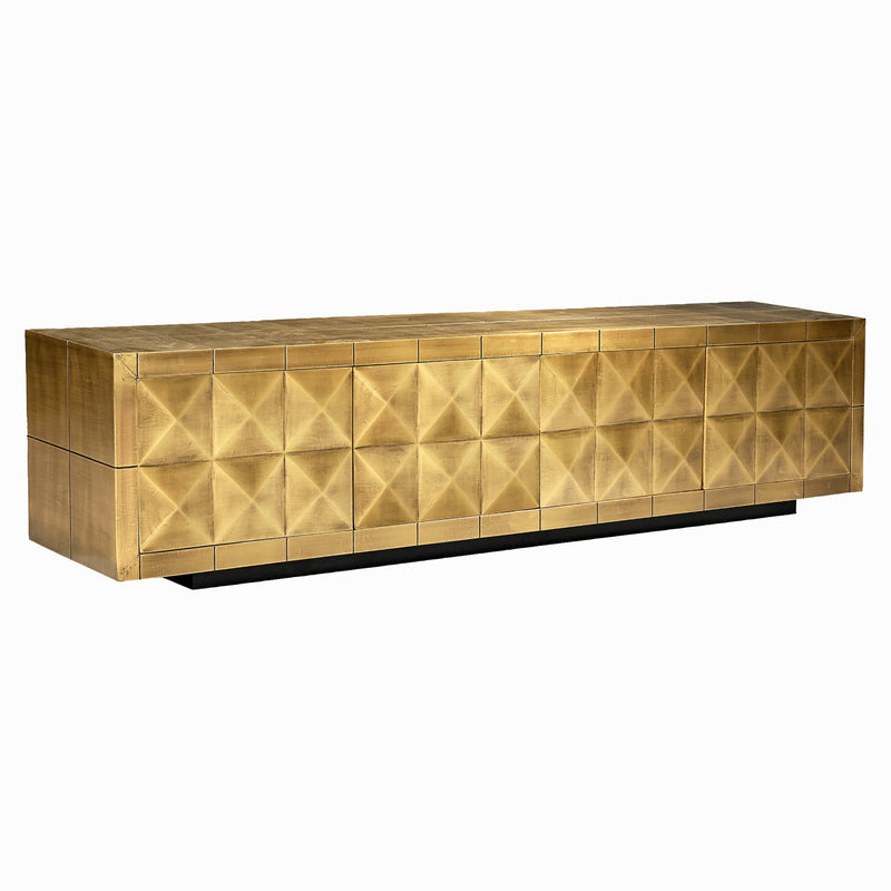 TV-Schrank Collada brushed gold mit Pyramidenmuster, 220 cm