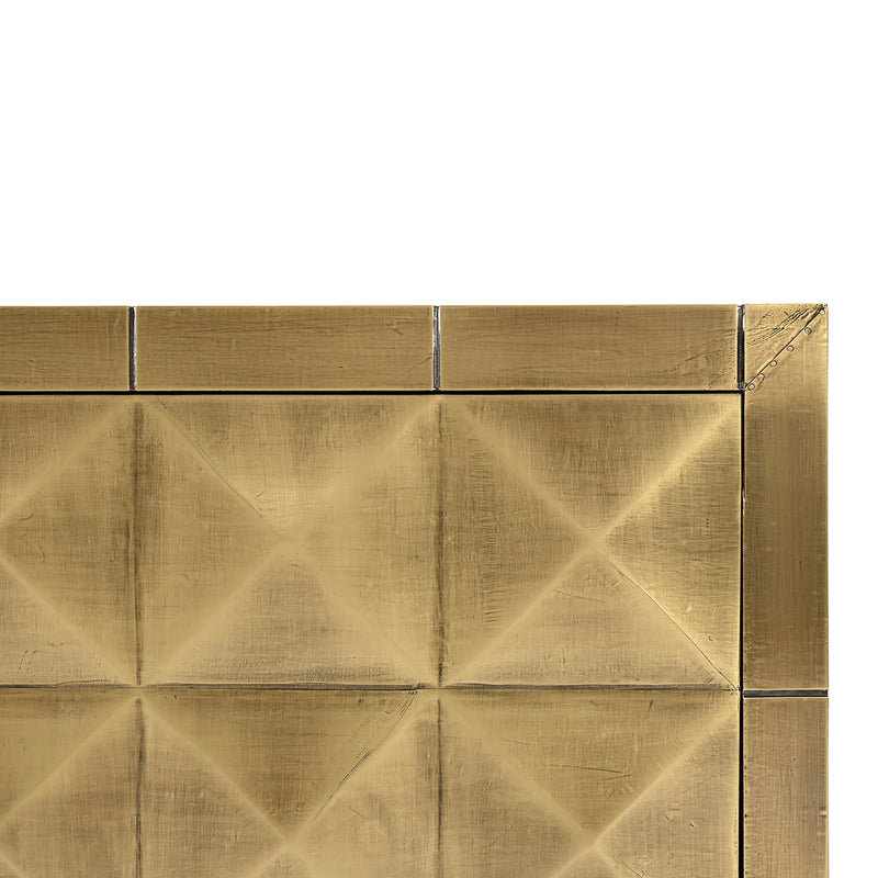 TV-Schrank Collada brushed gold mit Pyramidenmuster, 220 cm
