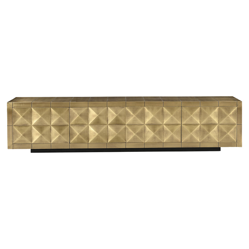 TV-Schrank Collada brushed gold mit Pyramidenmuster, 220 cm