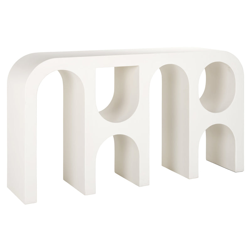 Konsole Bloomstone White 150 – organische Form, MDF Plaster-Finish