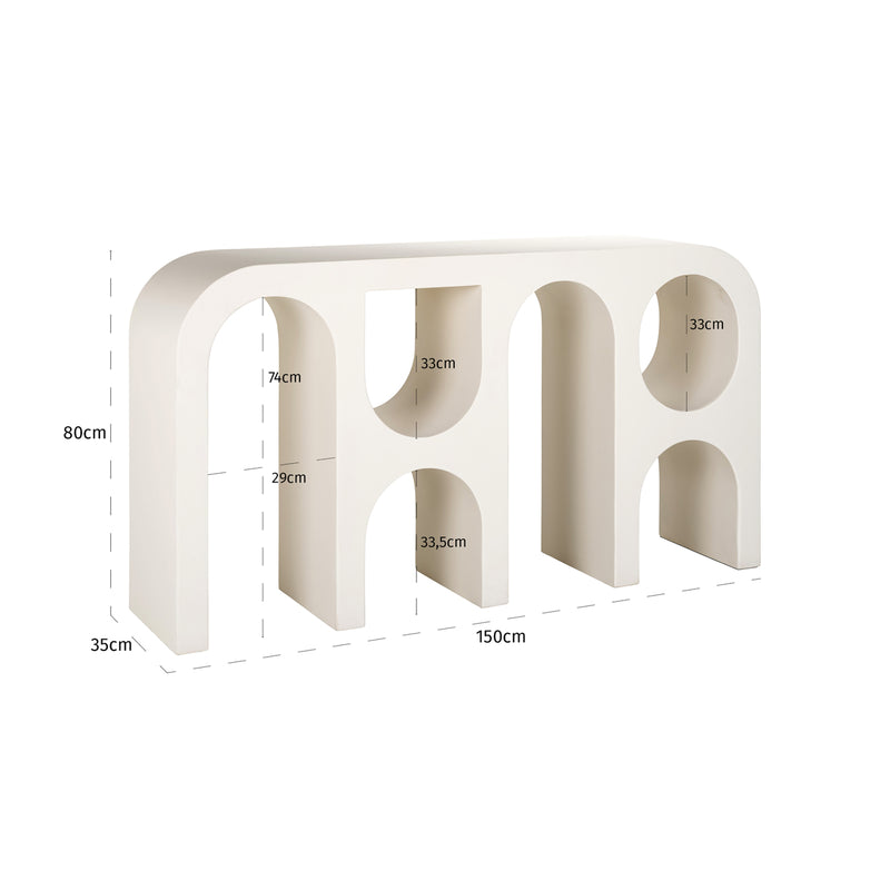 Konsole Bloomstone White 150 – organische Form, MDF Plaster-Finish