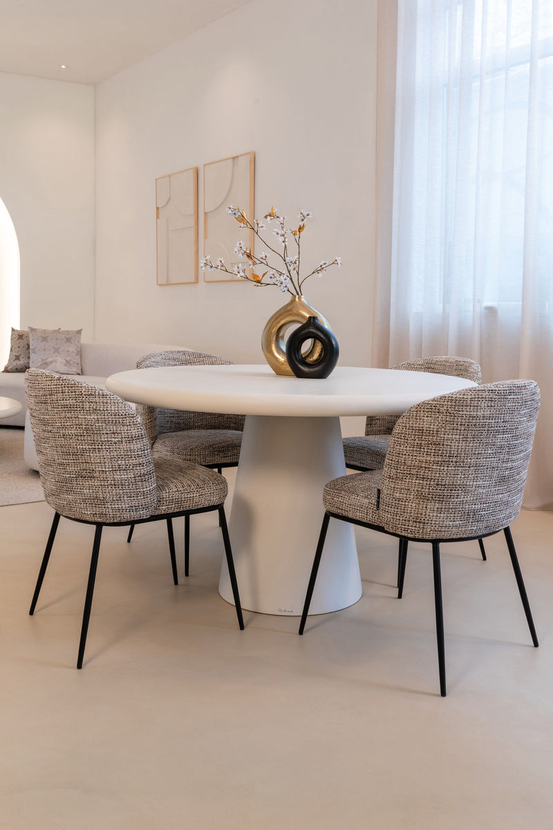 Esstisch Bloomstone Ø130 cm White – organisches Design Richmond