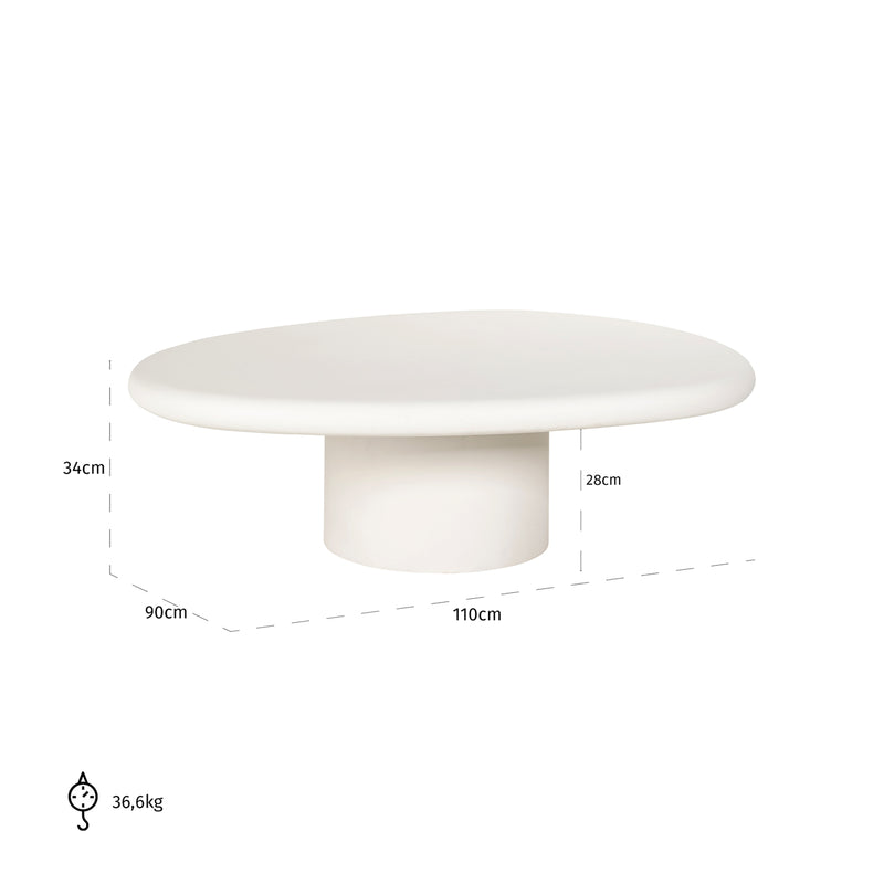 Couchtisch Bloomstone White 110x90 cm mit Plaster-Finish