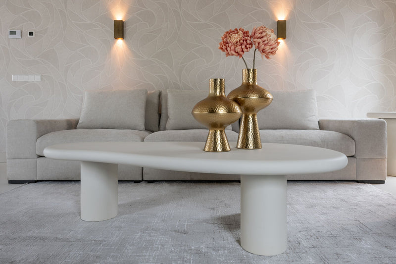 Couchtisch Bloomstone weiß mit organischem Design, 160x80 cm