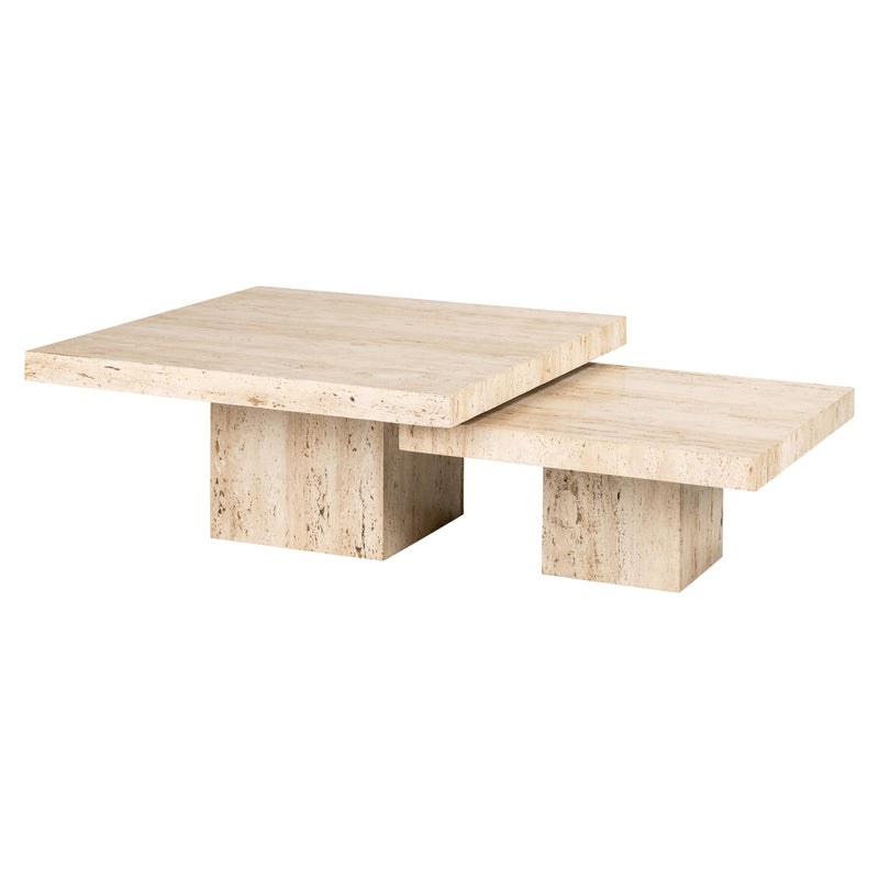 Couchtisch La Cantera 2er-Set, Travertin beige, 80x80 cm