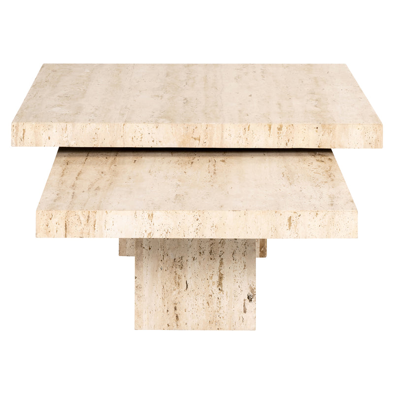 Couchtisch La Cantera 2er-Set, Travertin beige, 80x80 cm