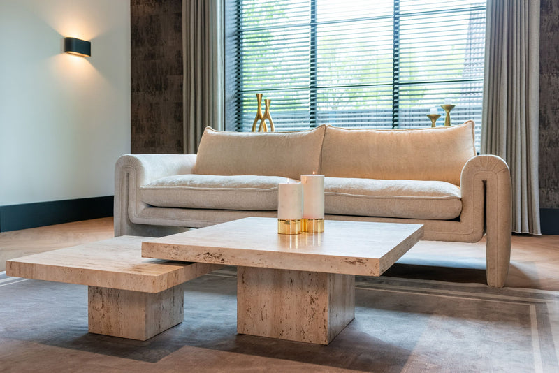 Couchtisch La Cantera 2er-Set, Travertin beige, 80x80 cm
