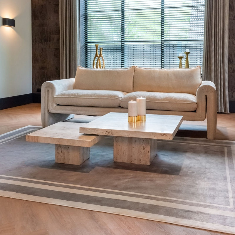 Couchtisch La Cantera 2er-Set, Travertin beige, 80x80 cm