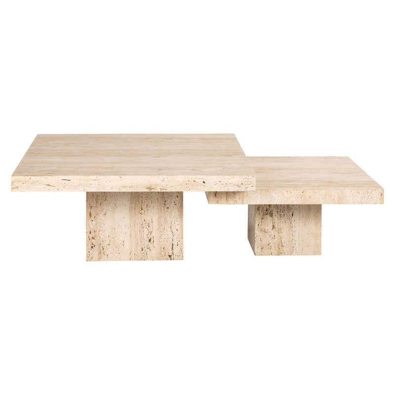 Couchtisch La Cantera 2er-Set, Travertin beige, 80x80 cm