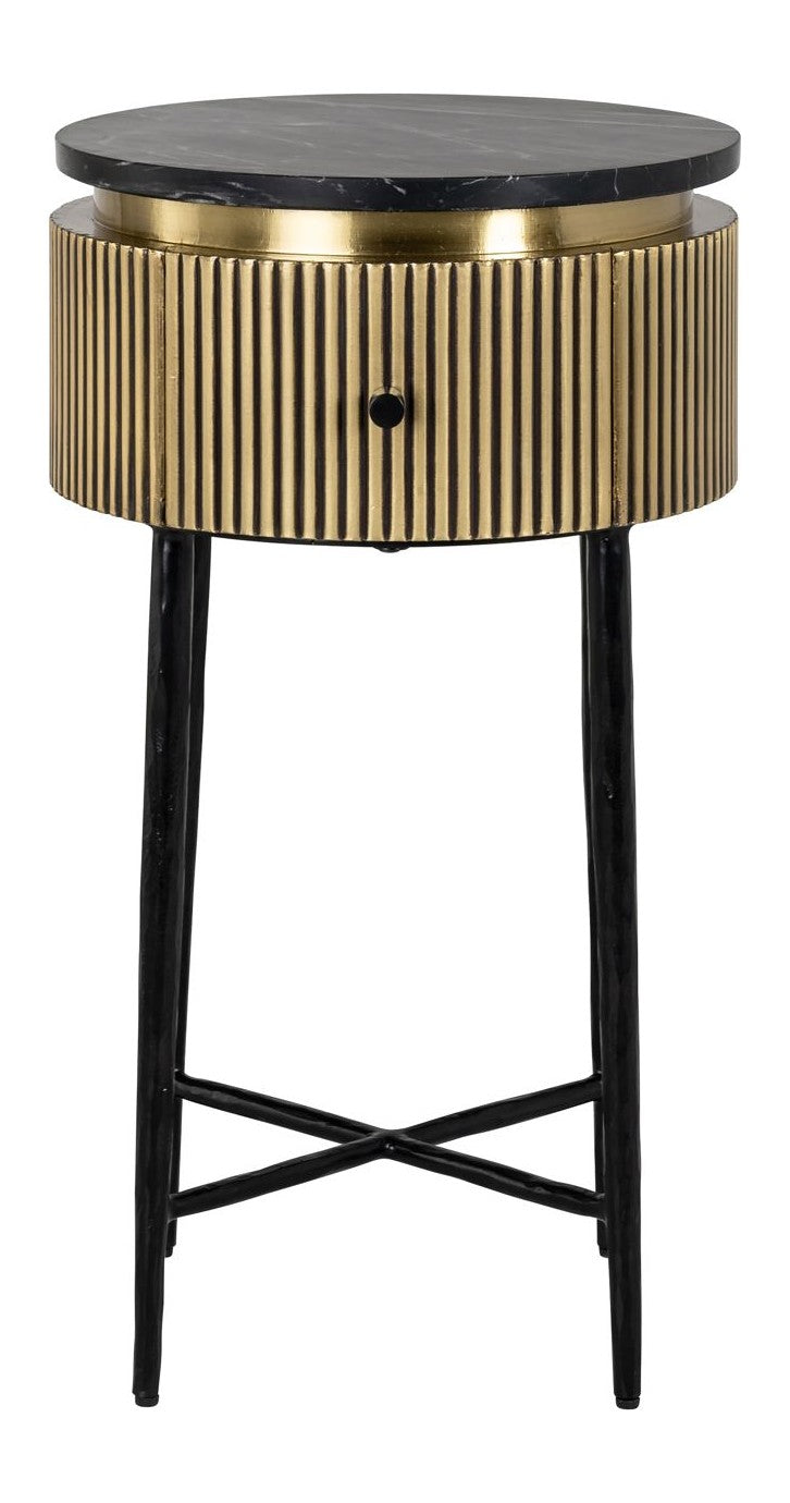 Beistelltisch Ironville gold – Marmorplatte & Messing-Details
