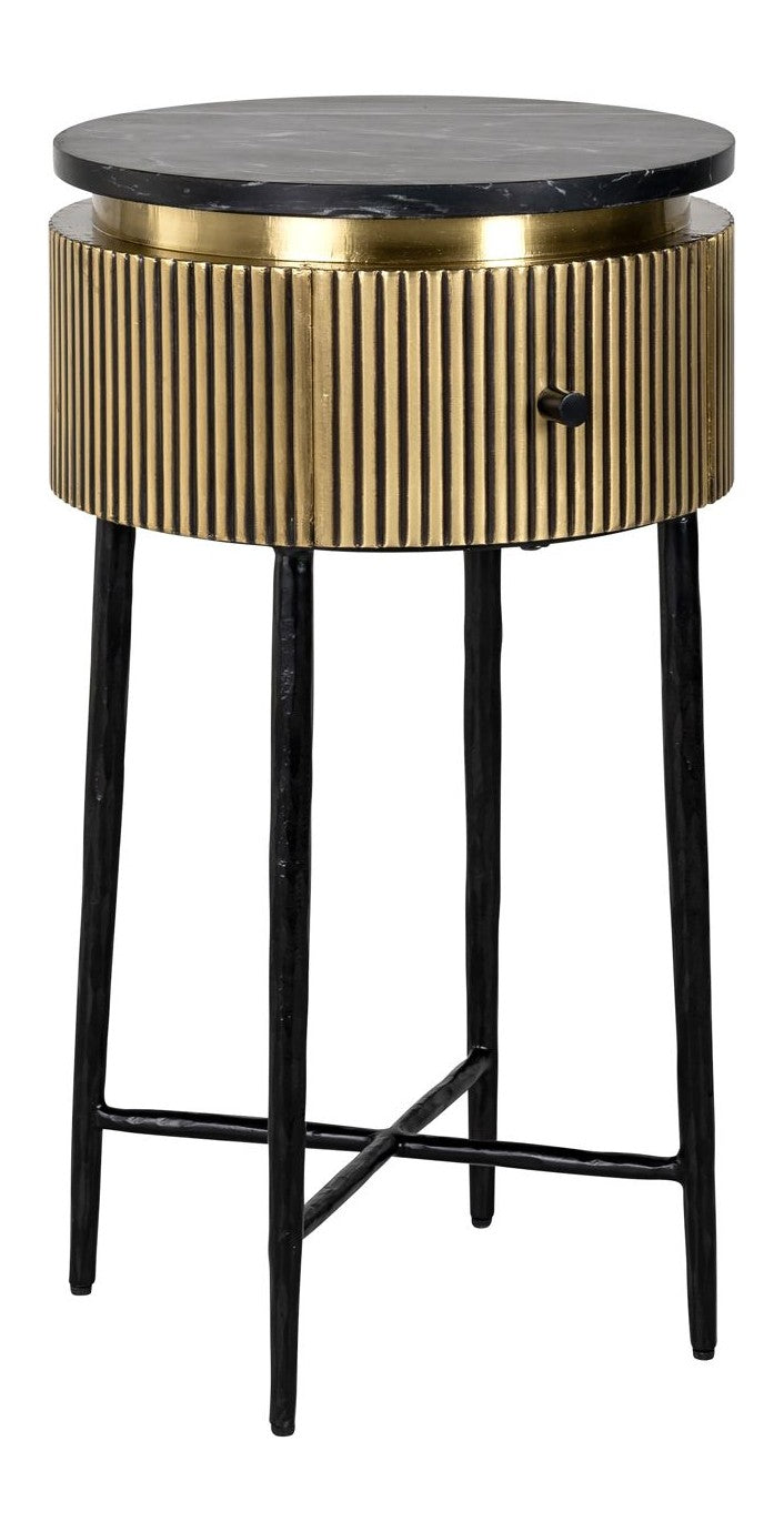 Beistelltisch Ironville gold – Marmorplatte & Messing-Details