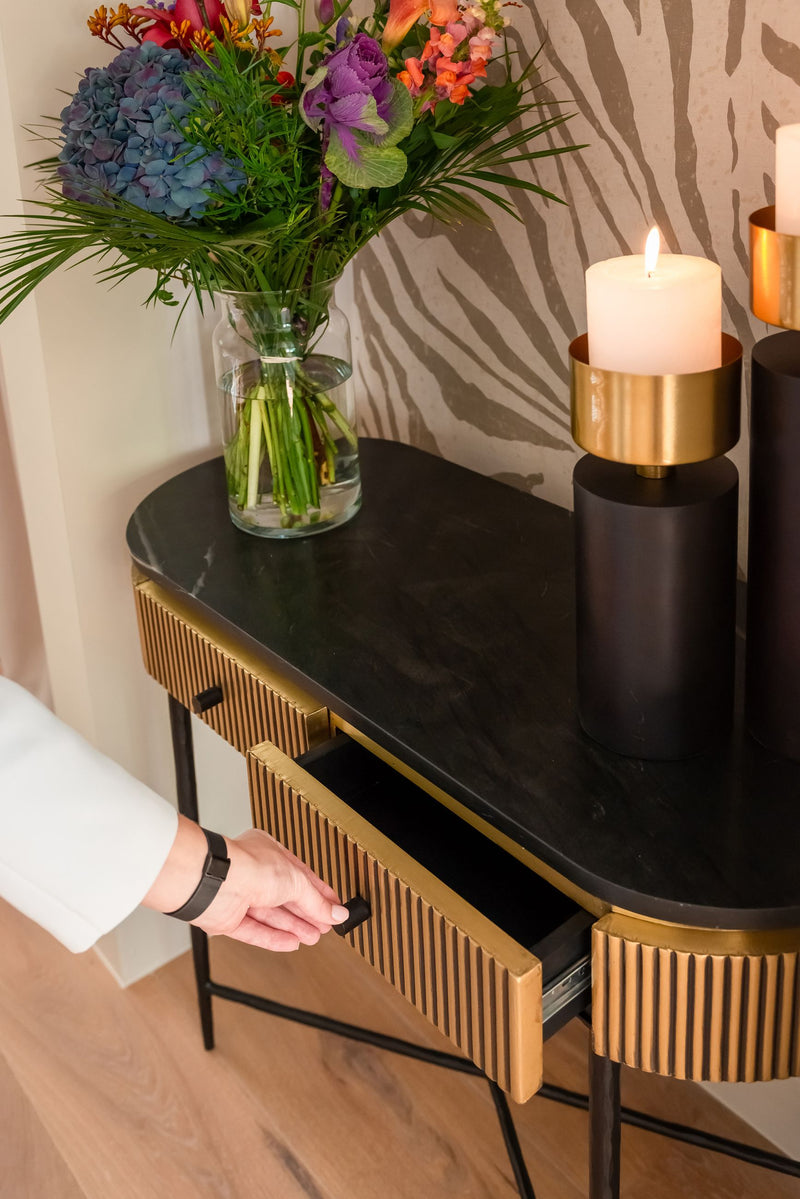 Sideboard Ironville Gold mit Marmorplatte – Eisen & Messing