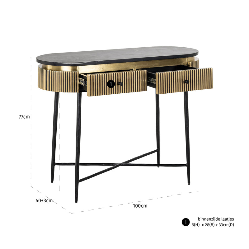 Sideboard Ironville Gold mit Marmorplatte – Eisen & Messing