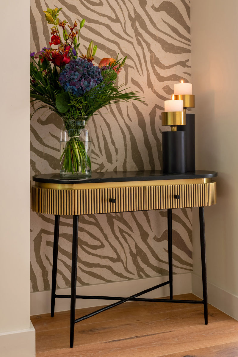 Sideboard Ironville Gold mit Marmorplatte – Eisen & Messing