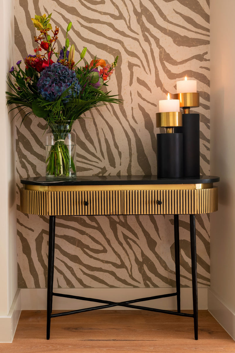 Sideboard Ironville Gold mit Marmorplatte – Eisen & Messing