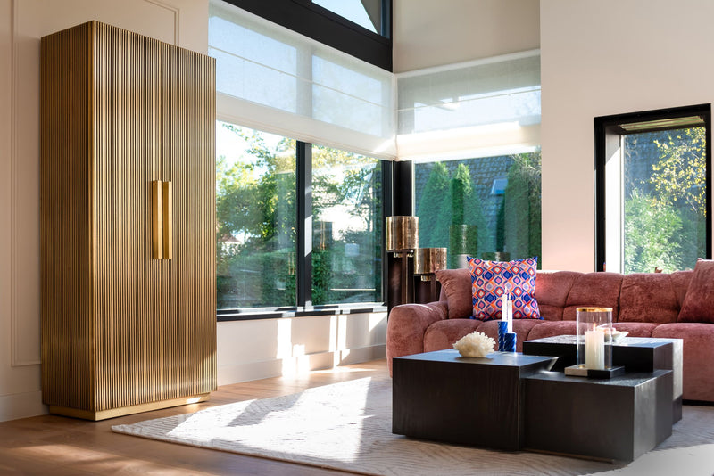 Schrank Ironville gold, 191 cm, Eisen mit Messingverkleidung