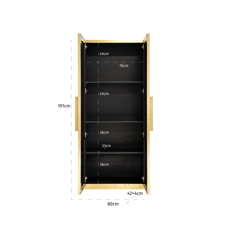 Schrank Ironville gold, 191 cm, Eisen mit Messingverkleidung