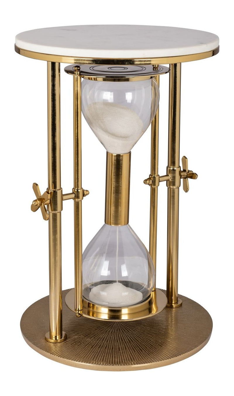 Richmond Beistelltisch Tempus gold – Marmor & Glas, Sanduhr-Design
