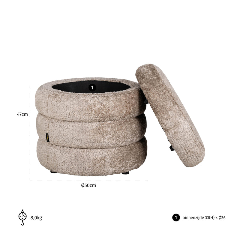 Richmond Hocker Adele Sheep Natural – Fußbank mit Fell-Optik