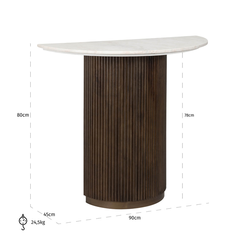 Konsole Mayfield brown - Marmorplatte & Mangoholz, 90x45x80 cm