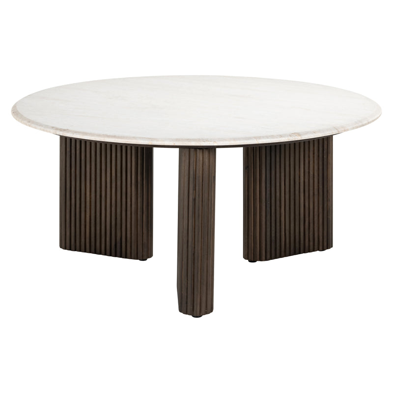 Couchtisch Mayfield rund 90 cm, Mangoholz & Marmor – Richmond