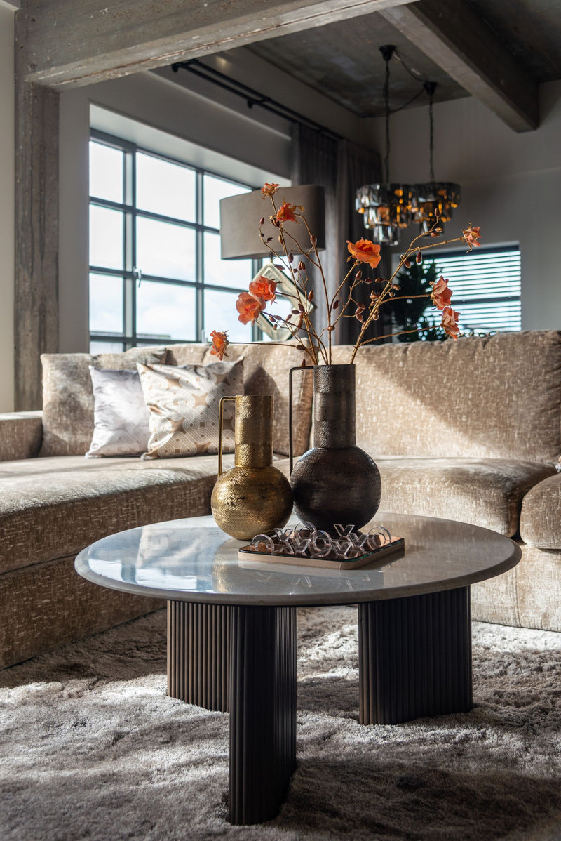 Couchtisch Mayfield rund 90 cm, Mangoholz & Marmor – Richmond