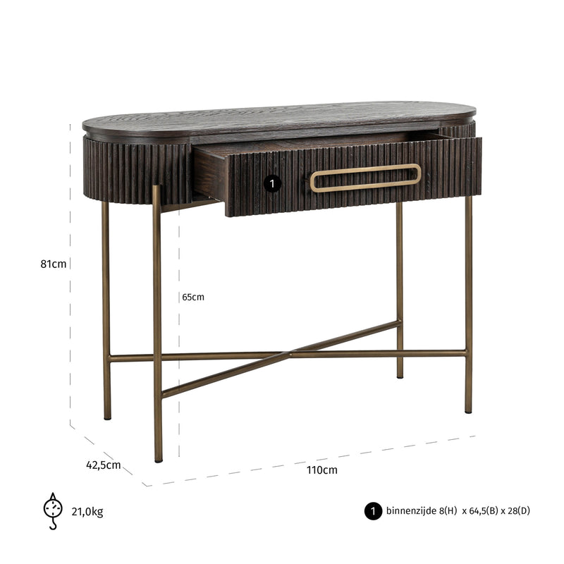 Richmond Konsole Luxor braun mit Schublade – Eichenfurnier, 110 cm