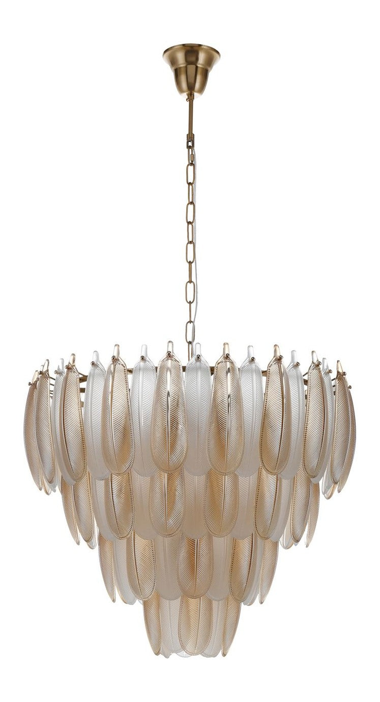 Pendelleuchte Chloe Gold – Design-Hängelampe mit 13 Glasschirmen, E14