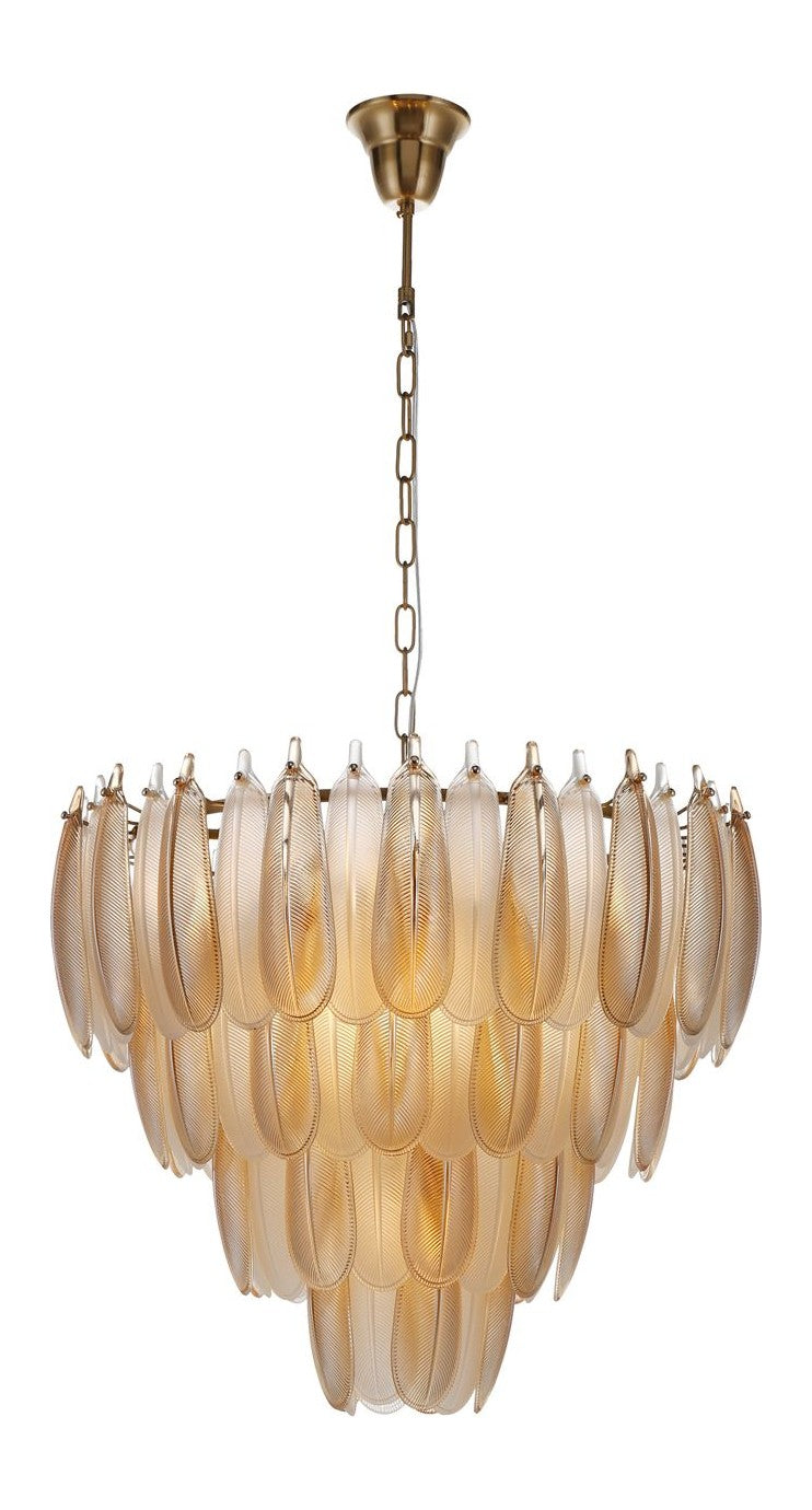 Pendelleuchte Chloe Gold – Design-Hängelampe mit 13 Glasschirmen, E14