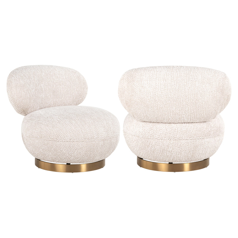 Lounge Stuhl Jace – Drehsessel in Cream mit Polyester-Bezug