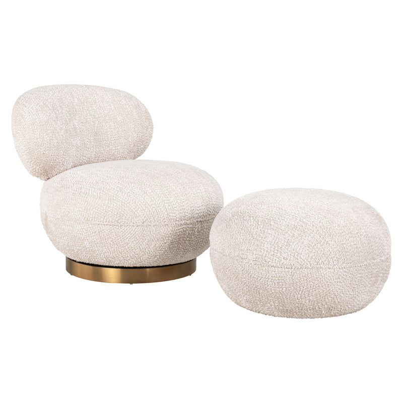 Lounge Stuhl Jace – Drehsessel in Cream mit Polyester-Bezug