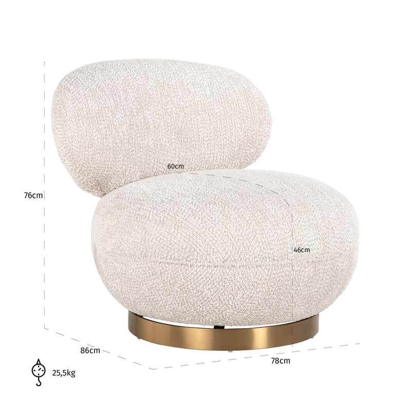 Lounge Stuhl Jace – Drehsessel in Cream mit Polyester-Bezug