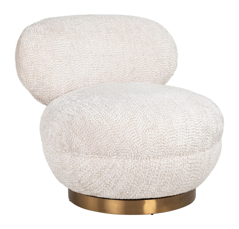 Lounge Stuhl Jace – Drehsessel in Cream mit Polyester-Bezug