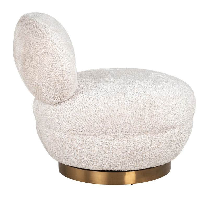 Lounge Stuhl Jace – Drehsessel in Cream mit Polyester-Bezug