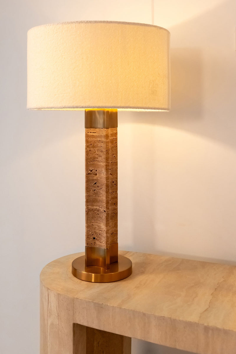 Konsole Alexander Jones Biltmore aus Travertin & Eisen, beige