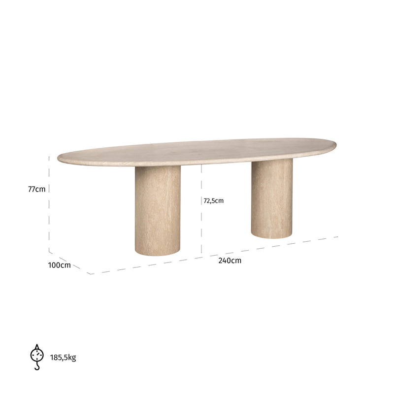 Esstisch Alexander Jones Renaissance in Beige mit Travertin, 240 cm
