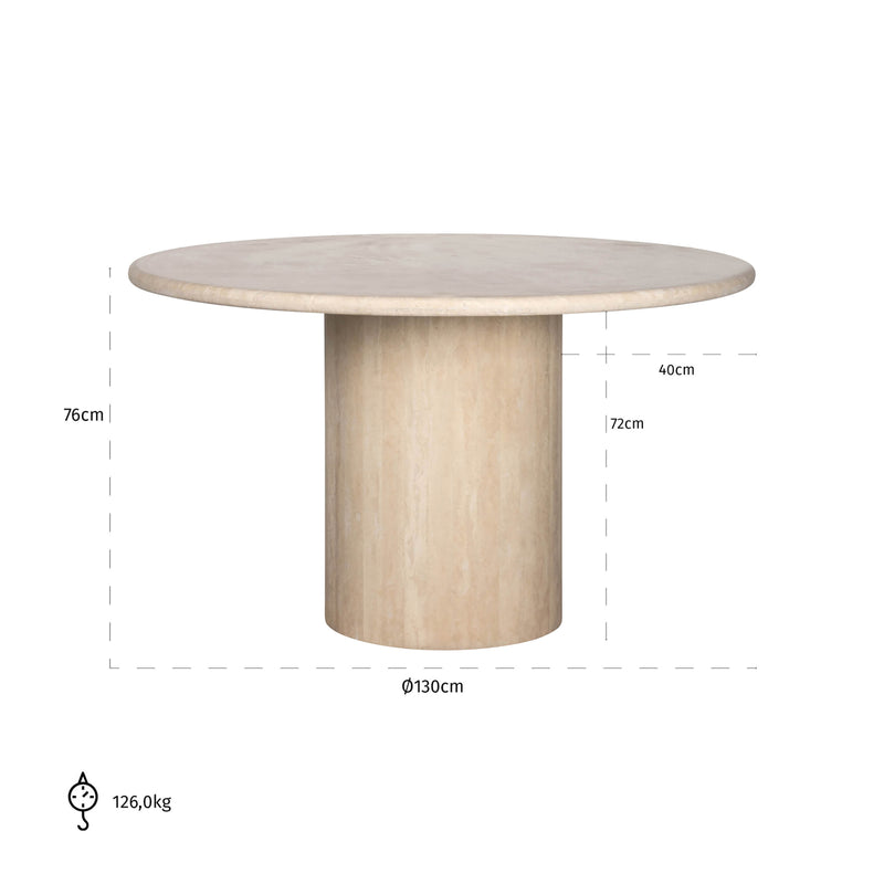 Esstisch Alexander Jones Renaissance, rund 130 cm, Travertin beige