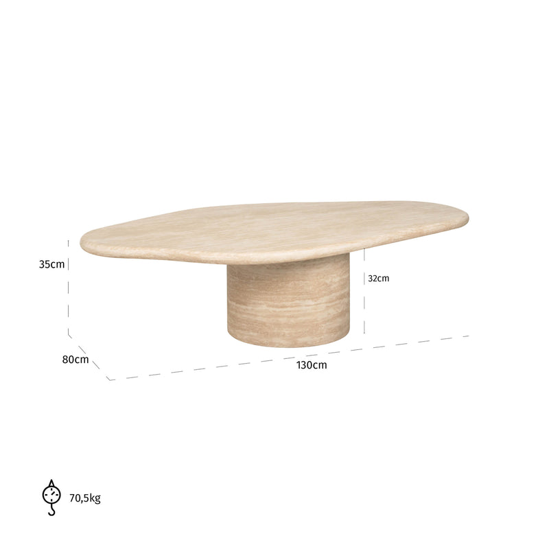 Richmond Couchtisch Fictus 130 cm Beige Faux-Travertin-Optik