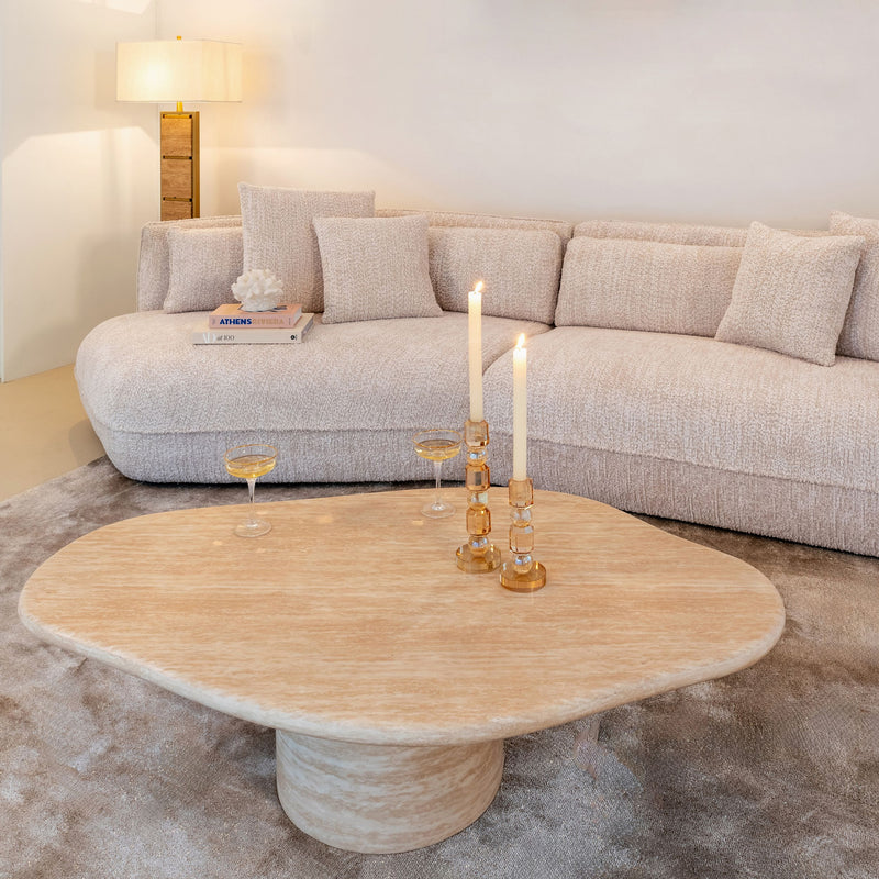 Richmond Couchtisch Fictus 130 cm Beige Faux-Travertin-Optik